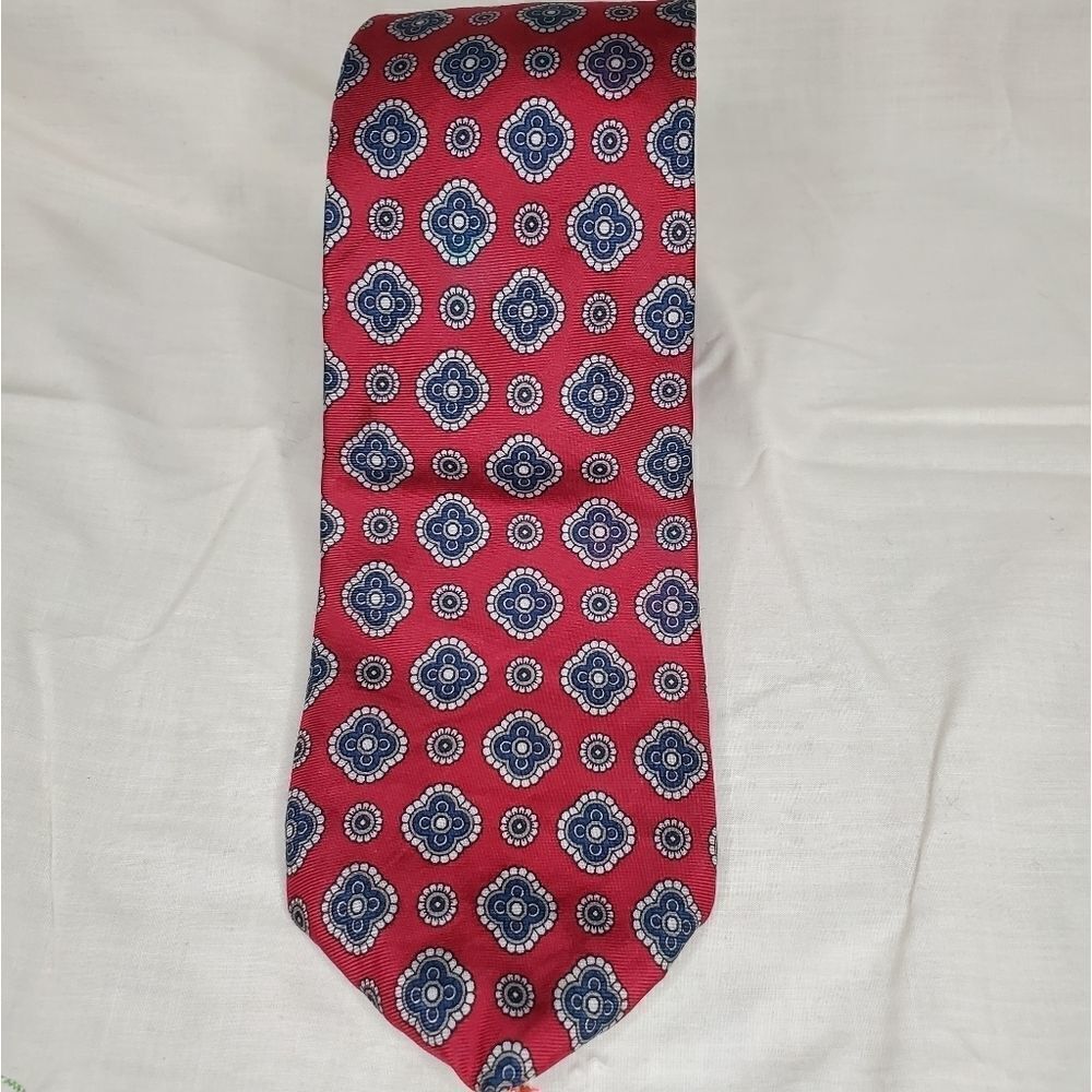 Vintage Bert Pulitzer dark Red Patterned Tie